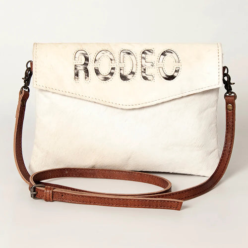 Bolsa Rodeo cowhide blanco vista frontal