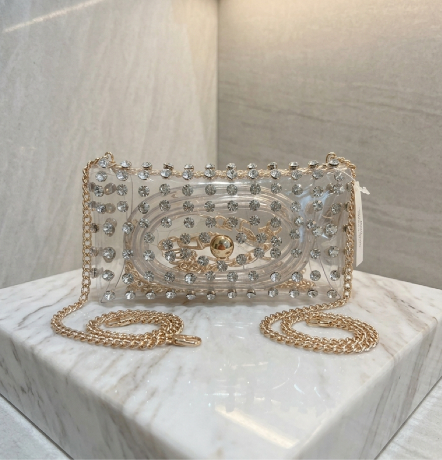 Bolsa Clara con Rhinestones ✨ | Brillos que Deslumbran | Stadium & Concert Approved