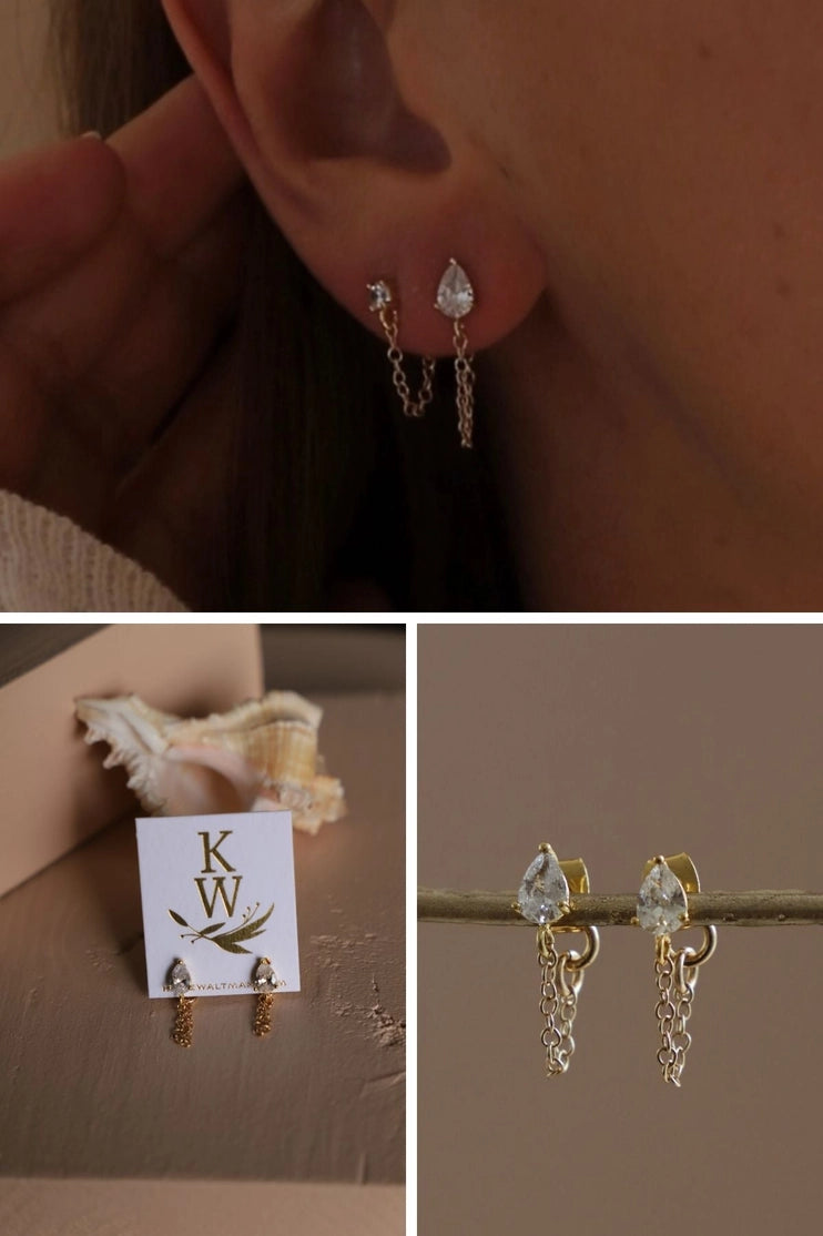 Pendientes Eloise collage dorado y plateado con tarjeta KW