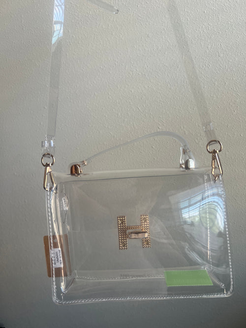 Clear Bag Gold H Closure – Transparent Top Handle Purse