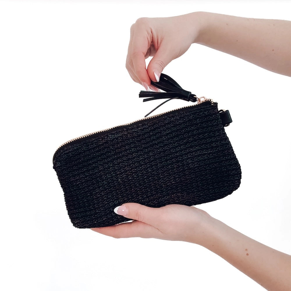 Roma Raffia Wristlet with Card Holder & Wrist Strap
