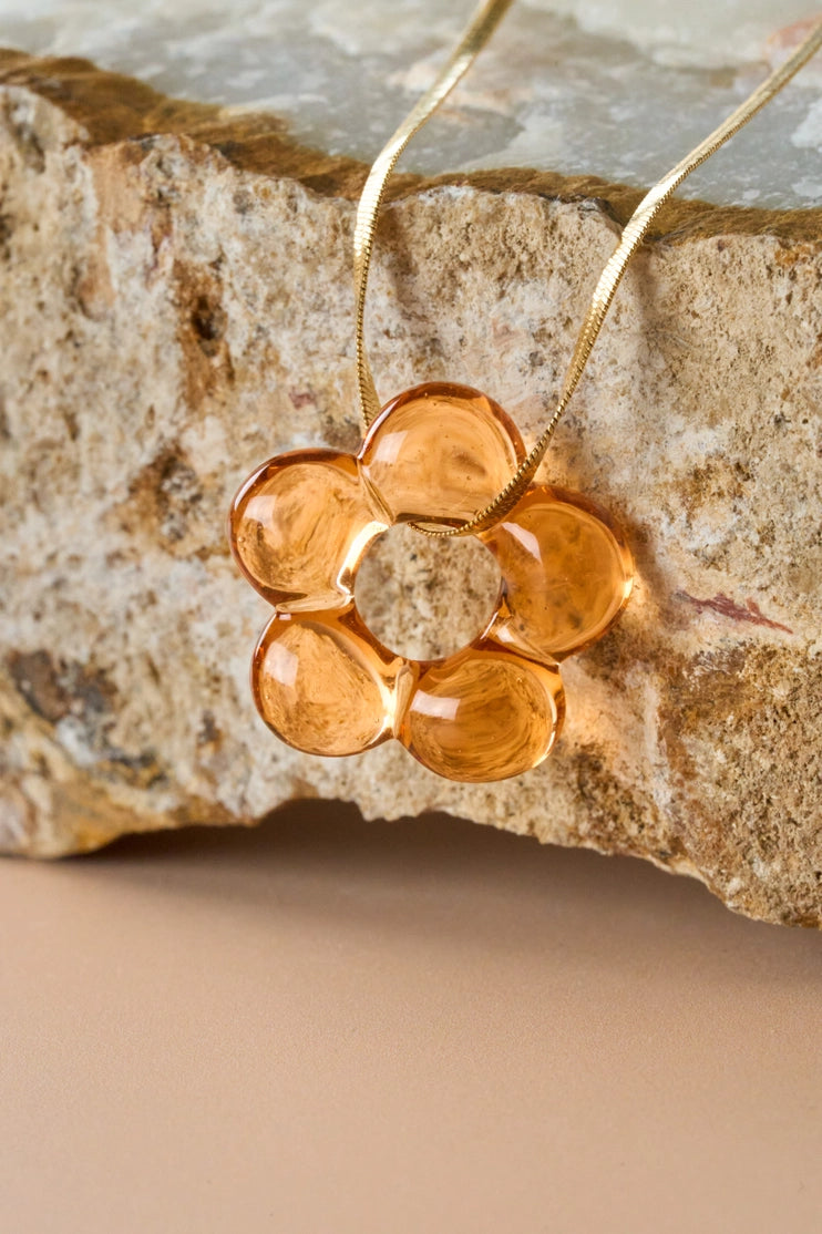 Bubble Flower Crystal Necklace — Translucent Pendant