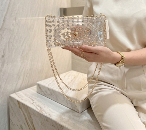 Bolsa Clara con Rhinestones ✨ | Brillos que Deslumbran | Stadium & Concert Approved