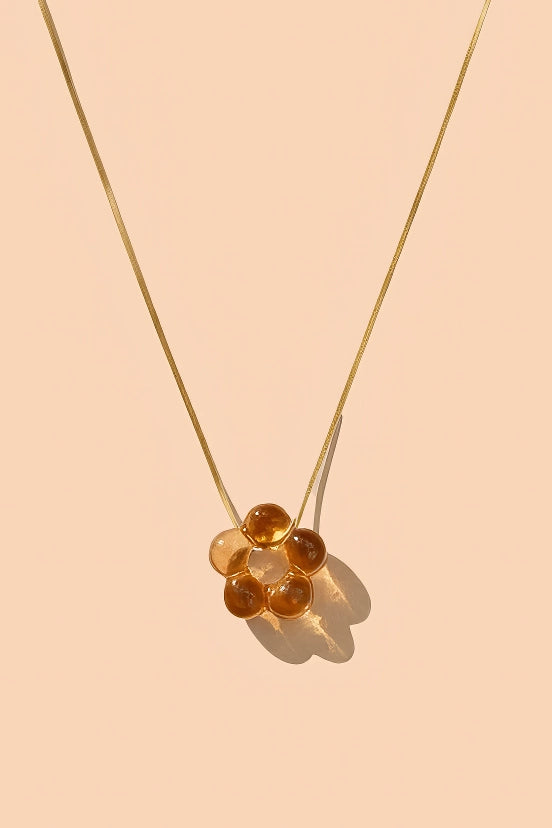 Bubble Flower Crystal Necklace — Translucent Pendant