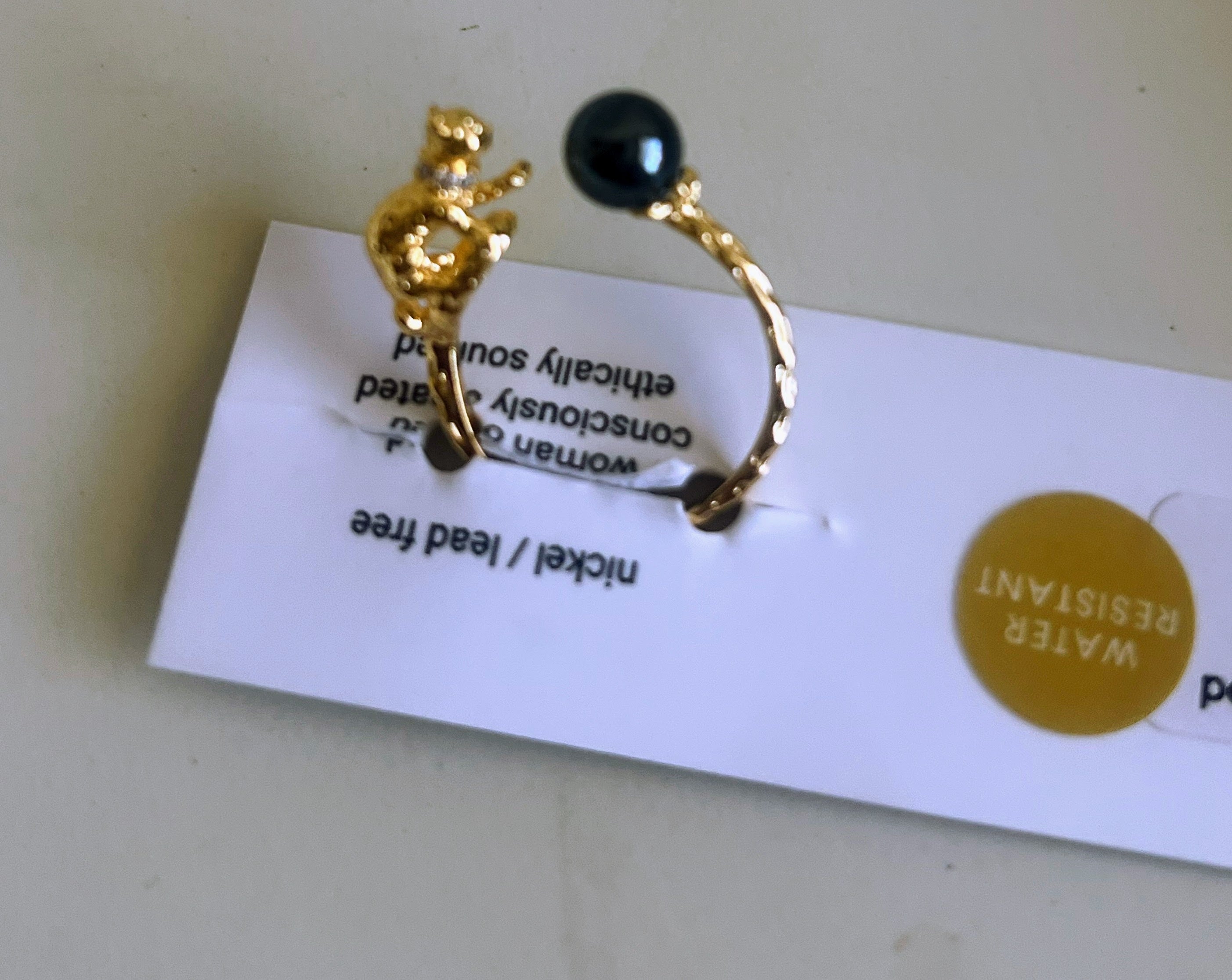 Cat's Cradle Ring — 18K Gold Plated with Hematite Stone