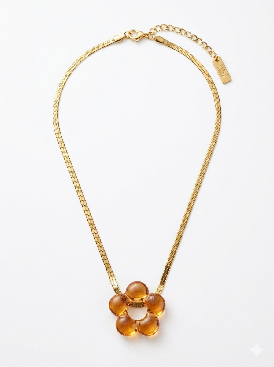 Bubble Flower Crystal Necklace — Translucent Pendant
