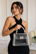 Clear Bag with Gold H Closure — Designer-Inspired Transparent Top Handle Purse