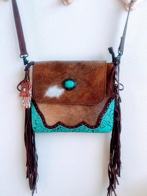Bolsa Crossbody Western con Flecos – Vino/Café