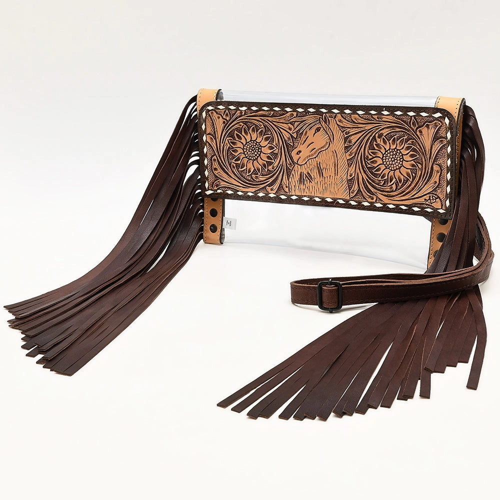 Bolsa Transparente con Flecos de Cuero Tooled – American Darling