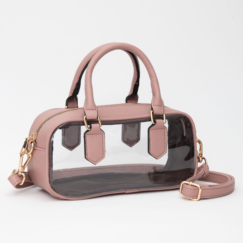 Clear Structured Handbag  | 2-in-1 Top Handle & Crossbody | Stadium Approved
