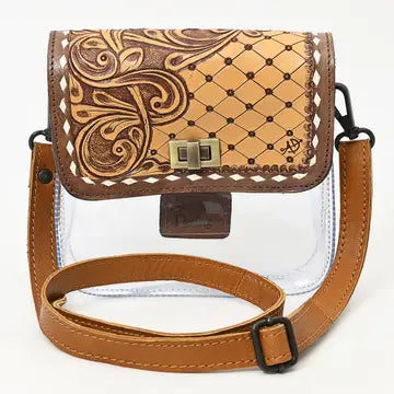 Bolsa Transparente con Solapa de Cuero Tooled – American Darling