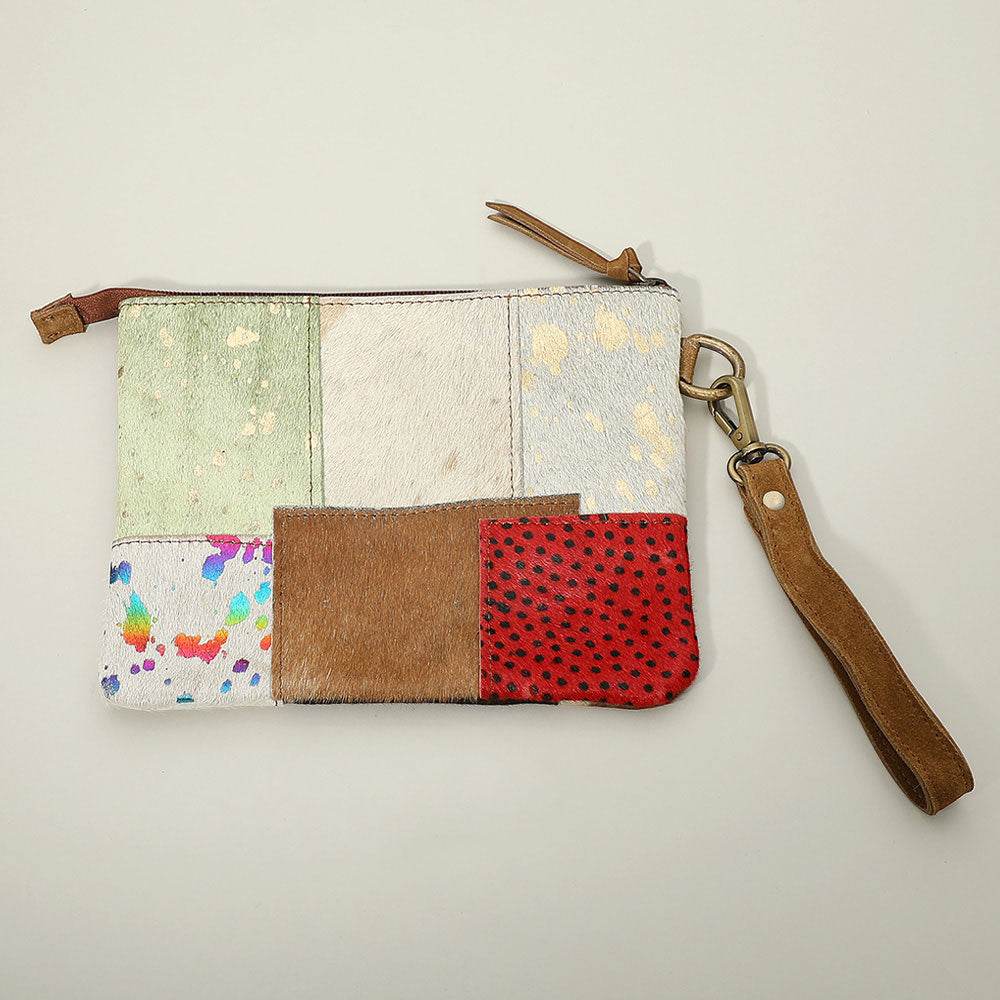 Genuine Cowhide Wristlet with Calf Hair Patch