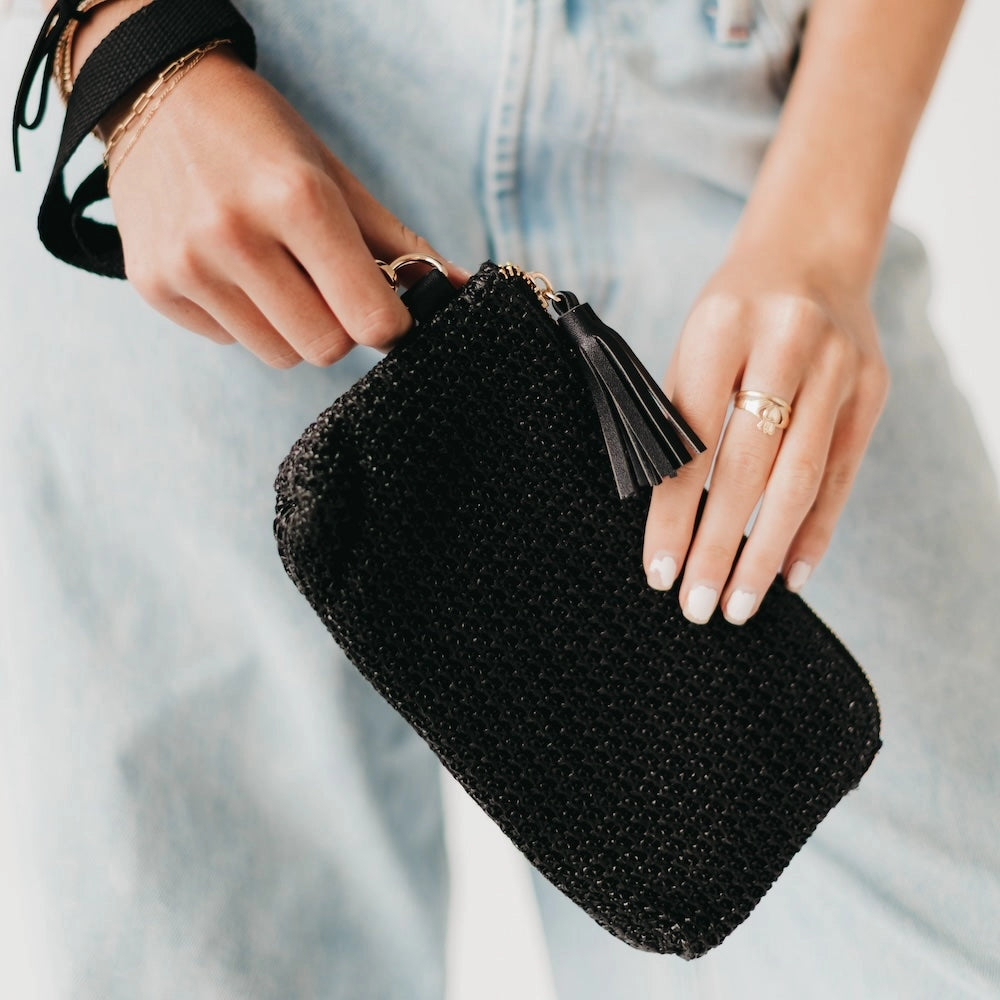 Roma Raffia Wristlet with Card Holder & Wrist Strap