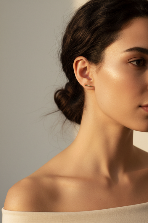 Bar Earrings 18K Gold Plated — lifestyle minimal editorial