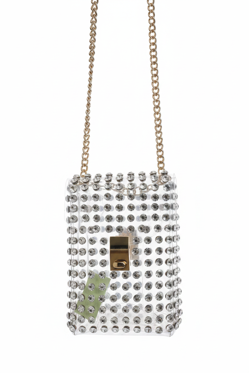 Bolsa transparente con brillos - fondo blanco