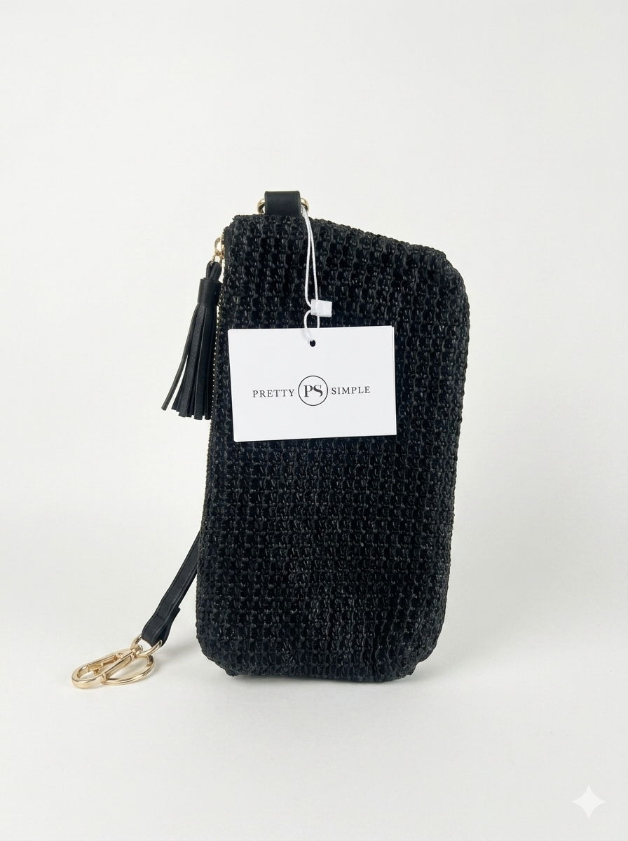 Roma Raffia Wristlet with Card Holder & Wrist Strap